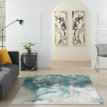Nourison tapis Maxell MAE08 IVTL IVORY TEAL 5X7 099446880222 interior 3