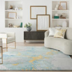 Nourison tapis Prismatic PRS26 SFMGD SEAFOAM GOLD 8X10 099446889683 interior 1