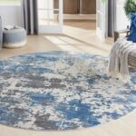 Nourison tapis Rustic Textures RUS08 GRYBL GREY BLUE 8XRND 099446836021 interior 1